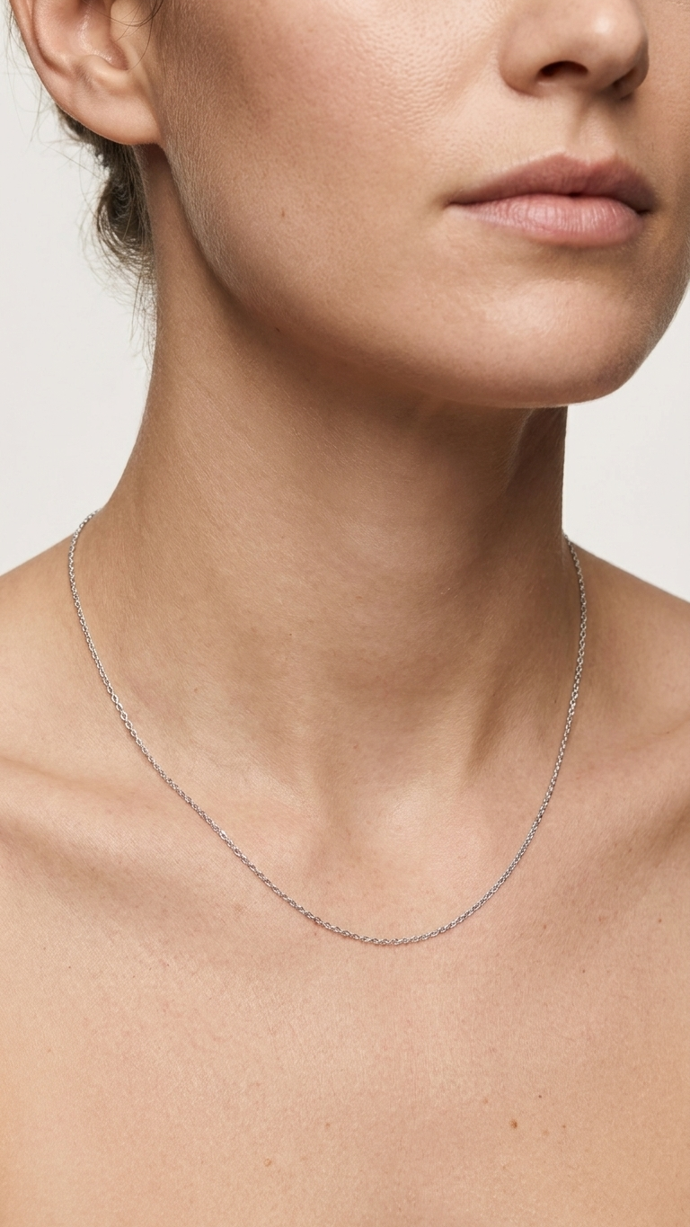 Grace 9k white gold trace chain necklace, Luma Jewellery