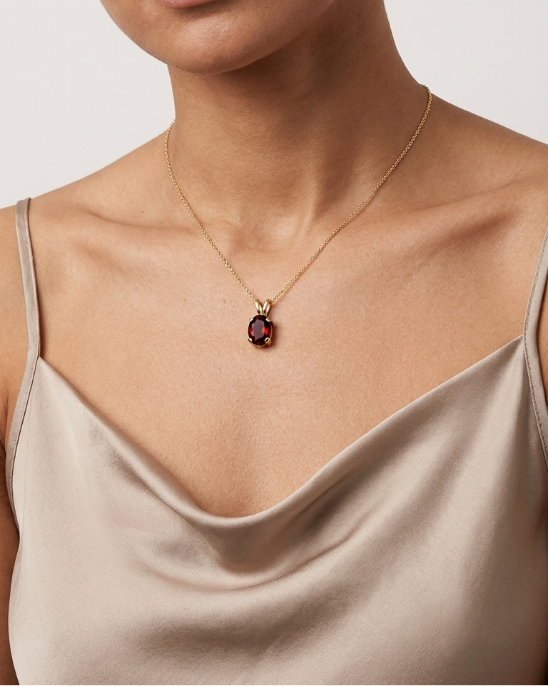 Sabine 9ct gold gemstone pendant
