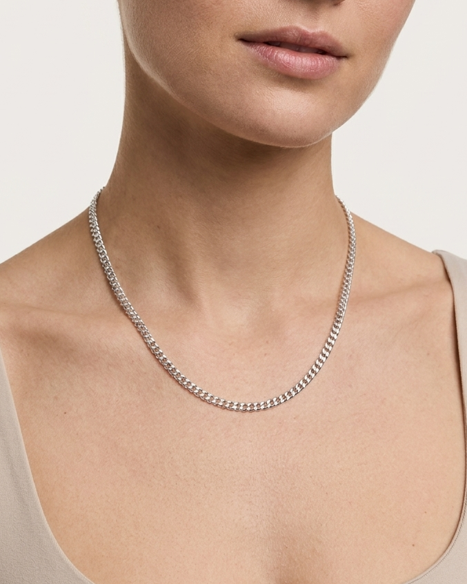 Bea 18k white gold curb chain necklace, Luma Jewellery