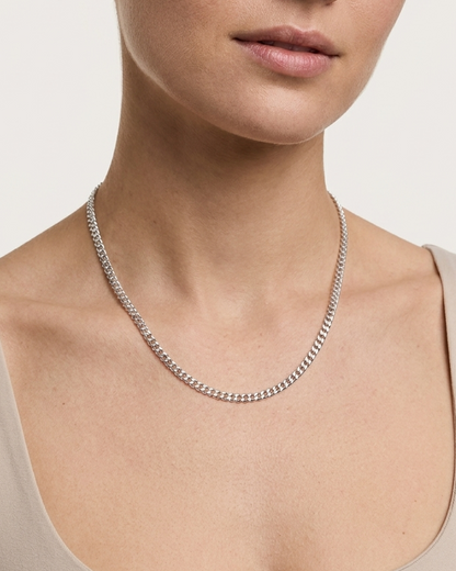 Bea 18k white gold curb chain necklace, Luma Jewellery
