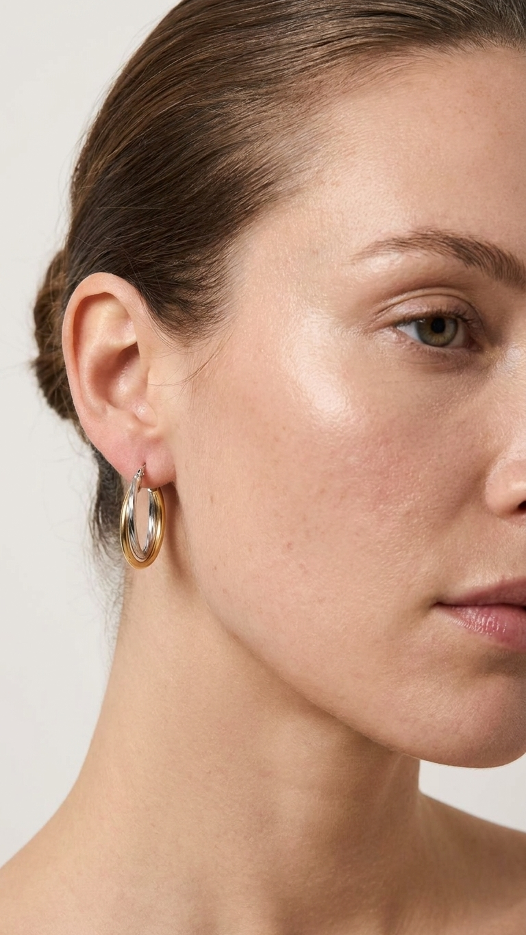 Selena 9k yellow and white gold creole earrings, Luma Jewellery