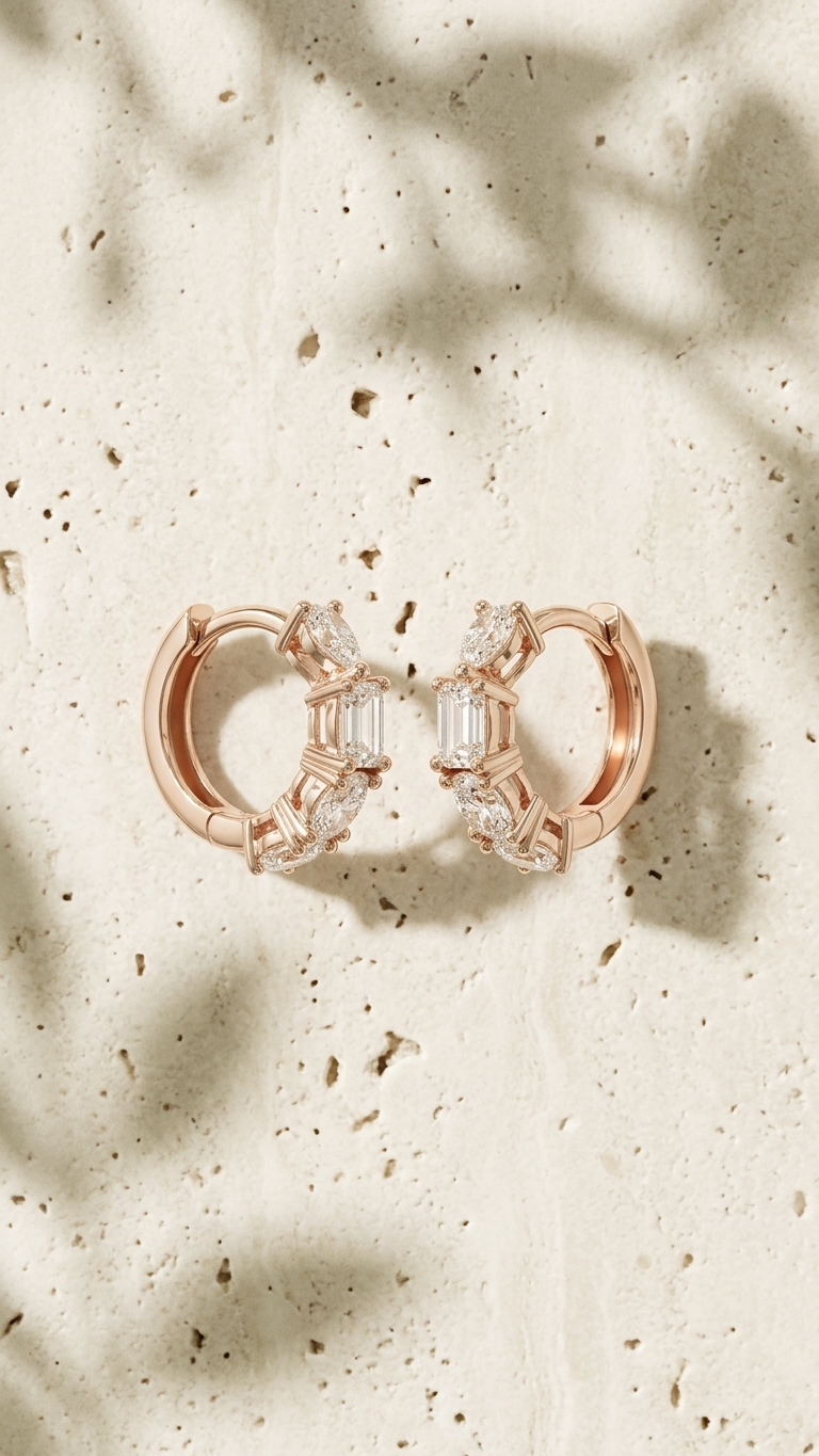 Elara Huggie Diamond Earrings
