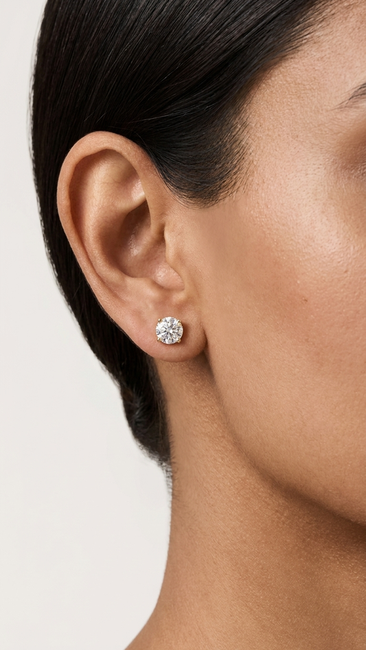Solenne classic four claw lab grown diamond stud earrings, Luma Jewellery