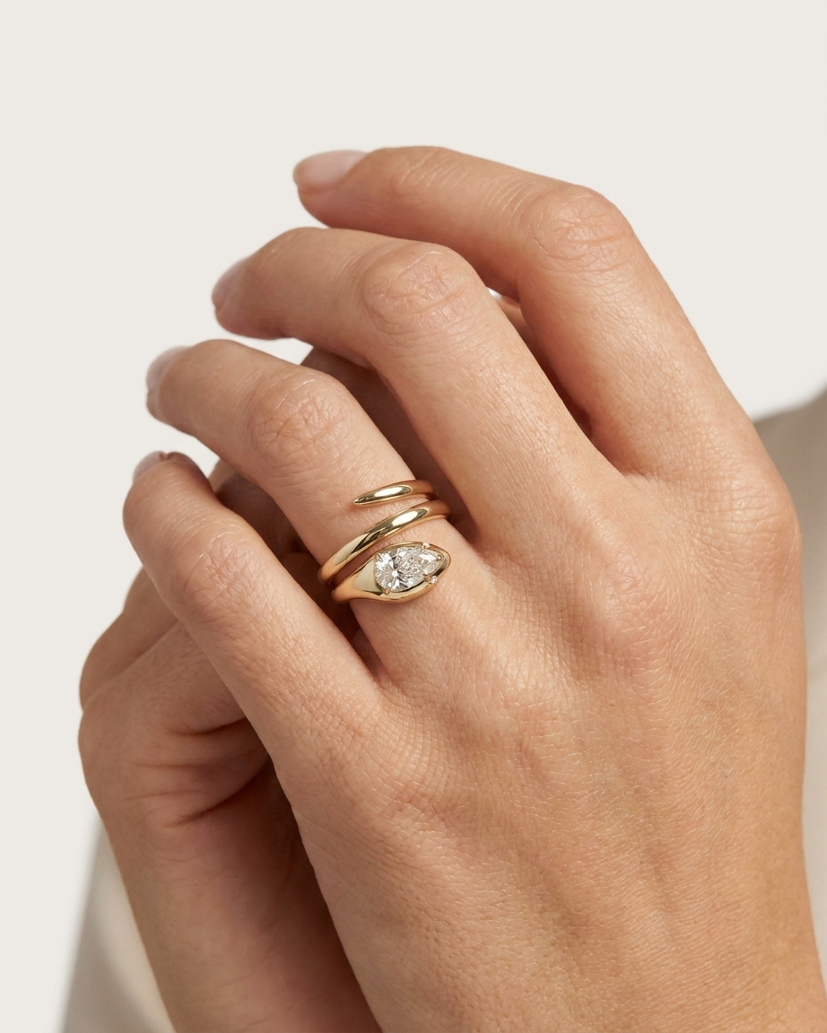 Nyra Gold Lab Grown Diamond Serpent Ring