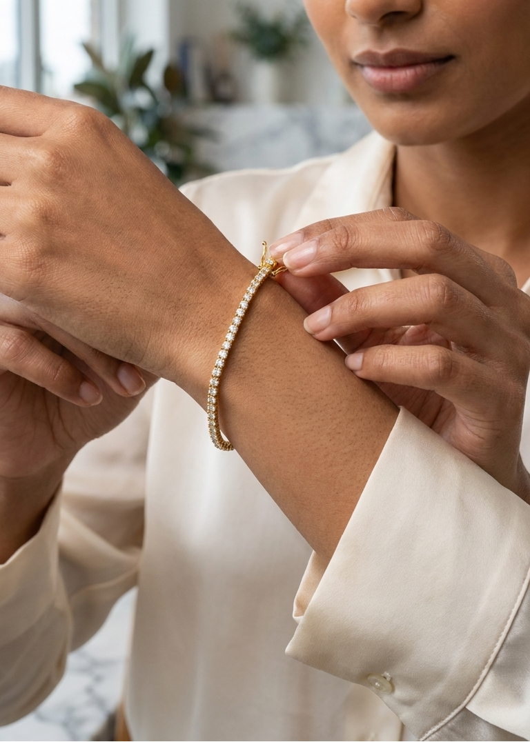 Lucienne 9ct gold lab grown diamond line bracelet