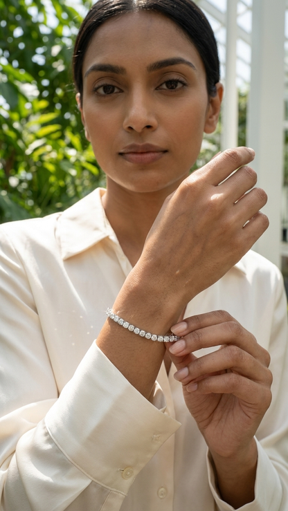 Ameline classic set platinum lab grown diamond tennis bracelet, Luma Jewellery