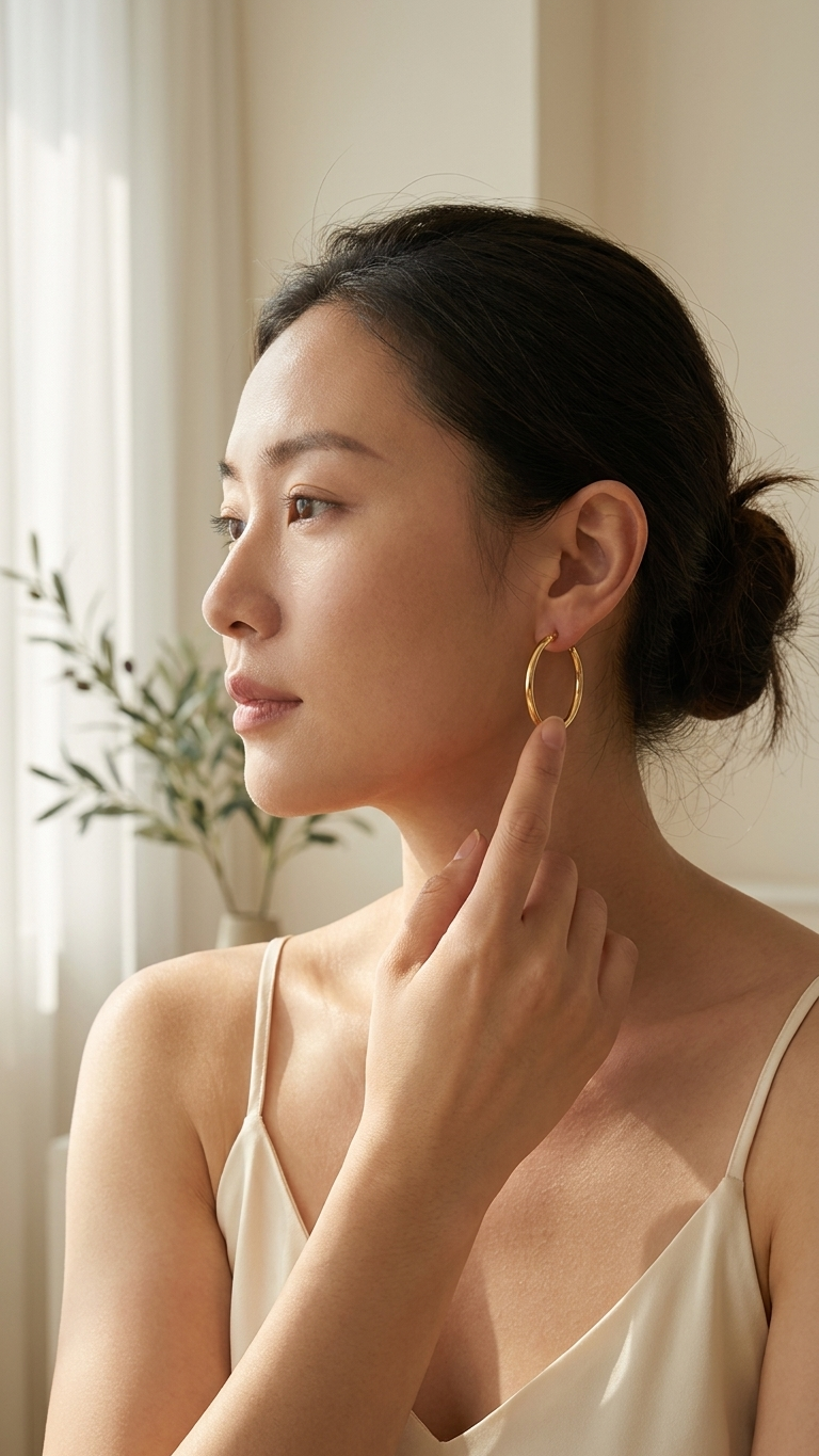 Palma 14ct gold creole earrings
