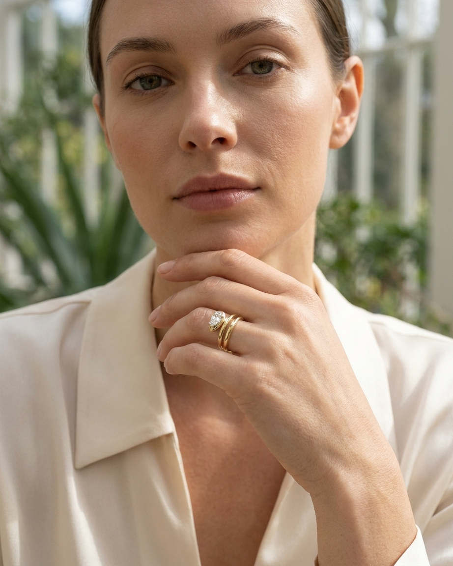 Nyra Gold Lab Grown Diamond Serpent Ring