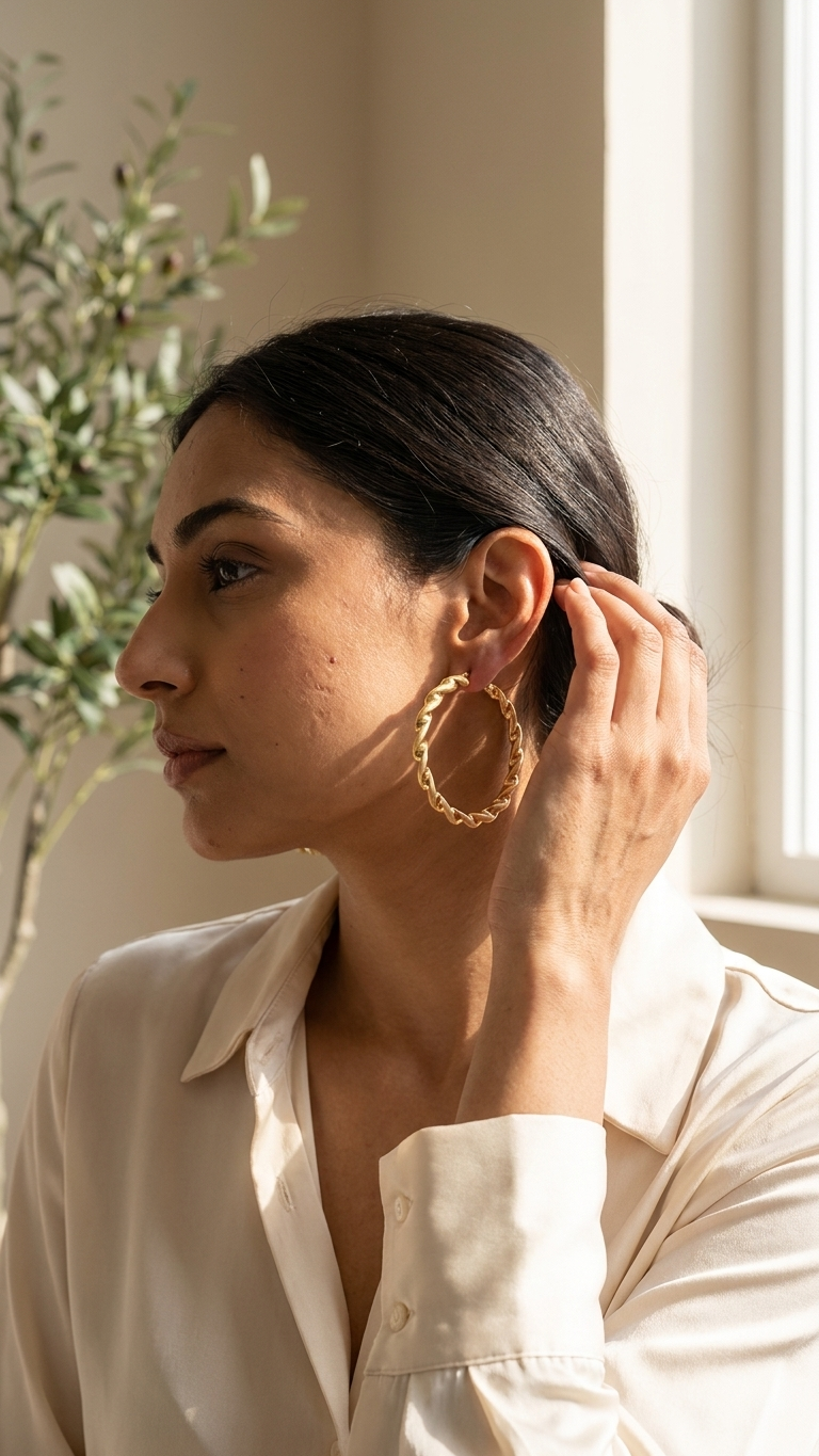 Zia 9k yellow gold creole earrings, Luma Jewellery