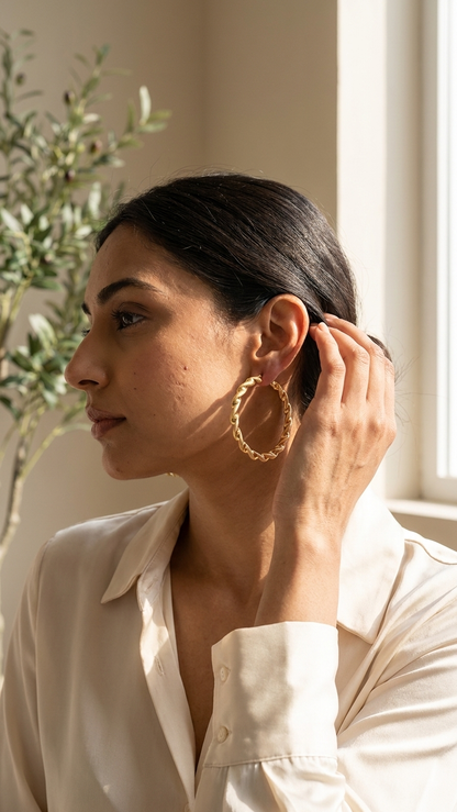 Zia 9k yellow gold creole earrings, Luma Jewellery