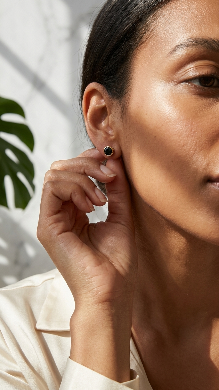Brisa 9k yellow gold gemstone stud earrings, Luma Jewellery