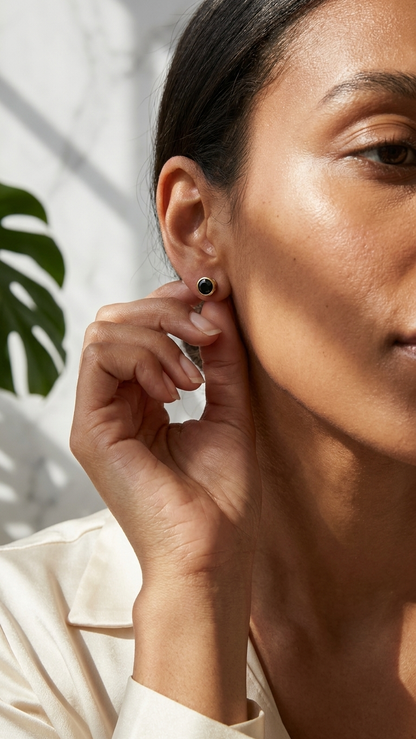 Brisa 9k yellow gold gemstone stud earrings, Luma Jewellery