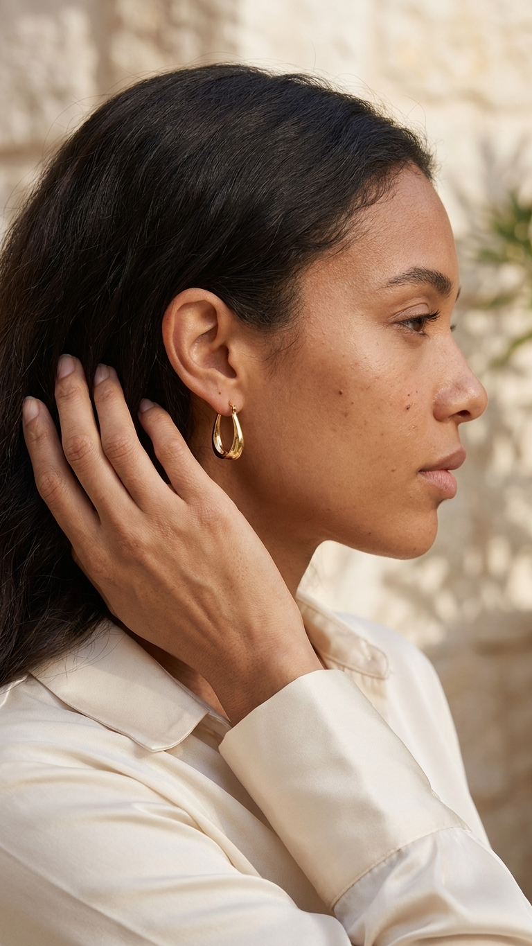 Kira 9k yellow gold creole earrings, Luma Jewellery