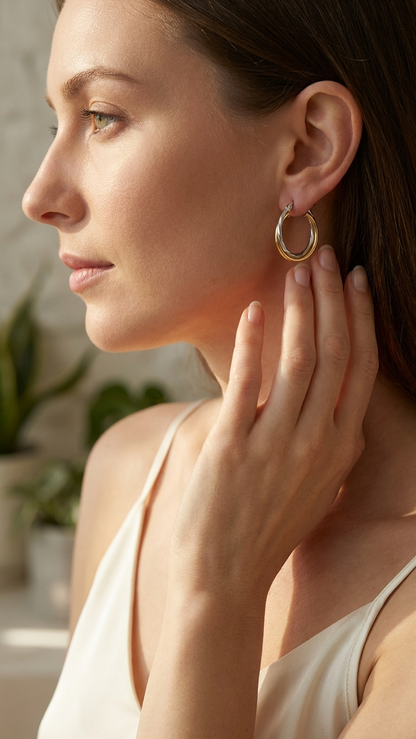 Selena 9k yellow and white gold creole earrings, Luma Jewellery