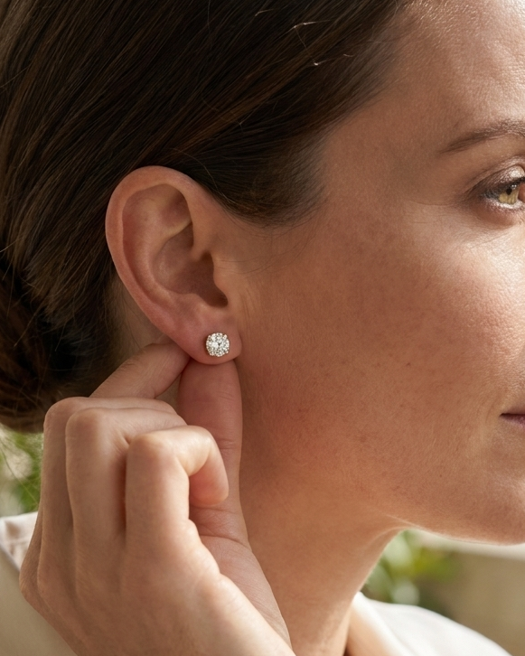 Solenne classic four claw lab grown diamond stud earrings, Luma Jewellery