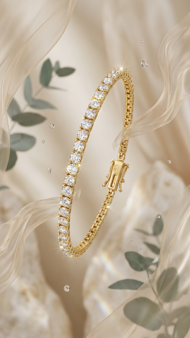 Lucienne 9ct gold lab grown diamond line bracelet