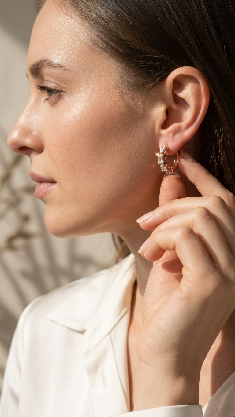 Elara Huggie Diamond Earrings