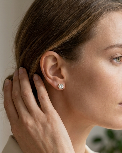 Solenne classic four claw lab grown diamond stud earrings, Luma Jewellery