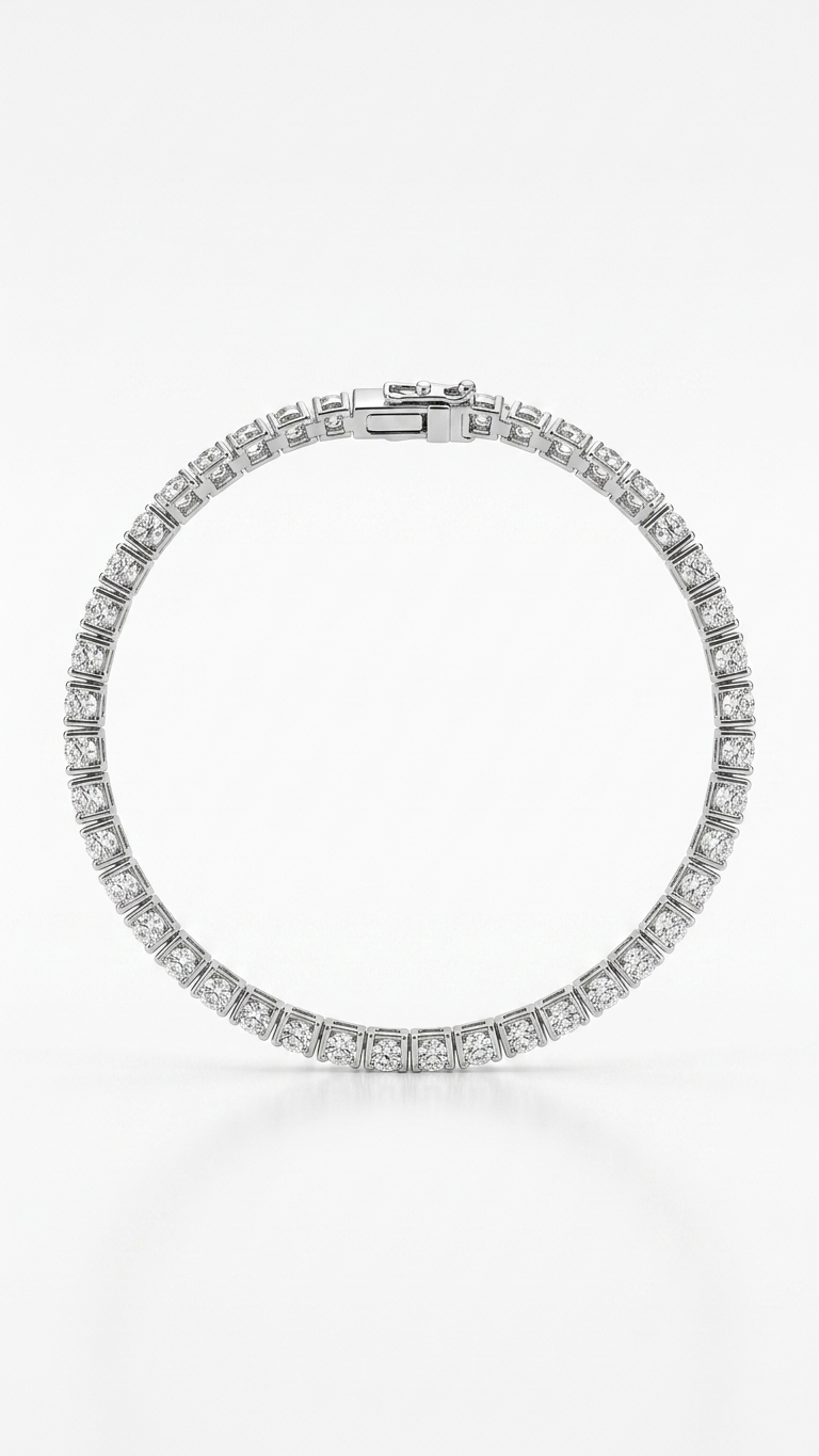 Ameline classic set platinum lab grown diamond tennis bracelet, Luma Jewellery