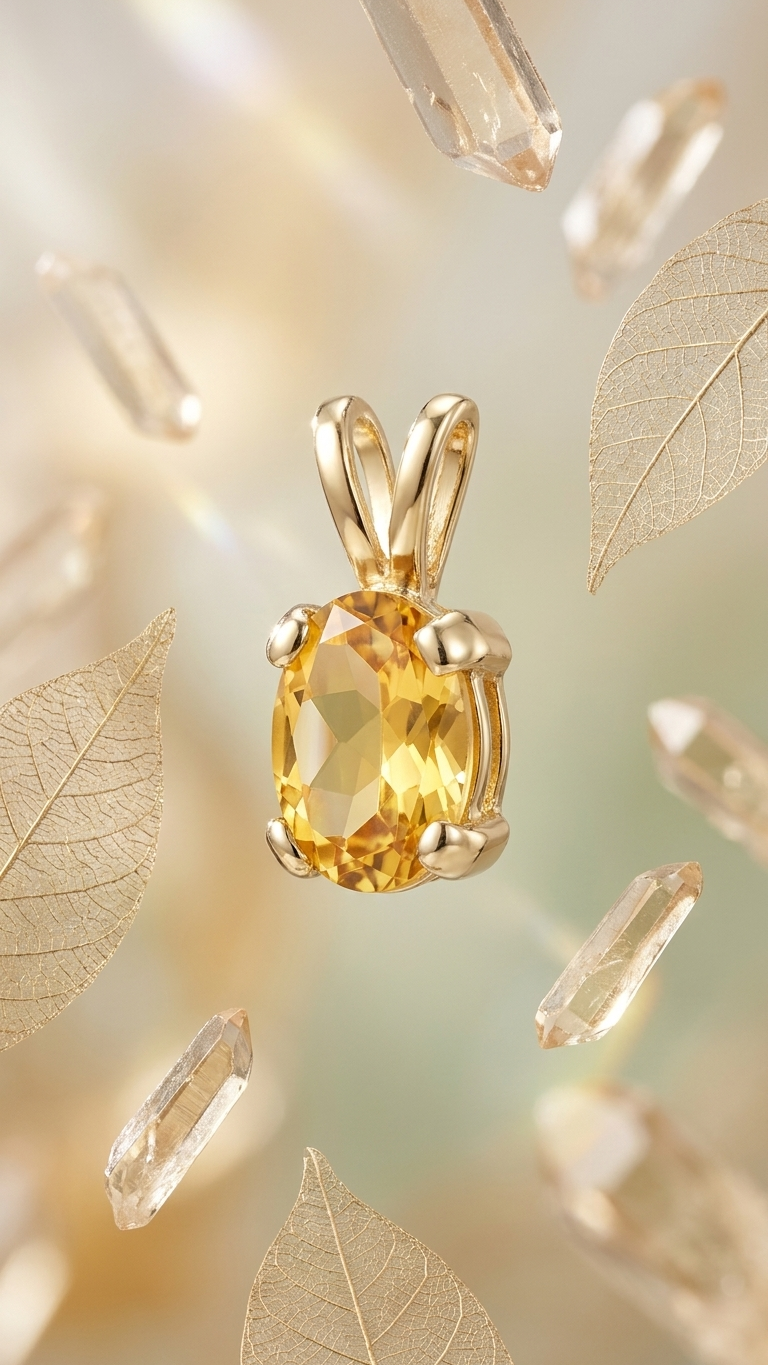 Sabine 9ct gold gemstone pendant