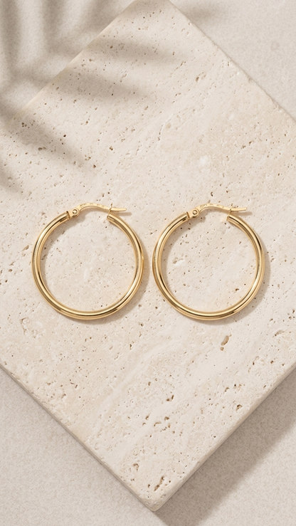 Palma 14ct gold creole earrings