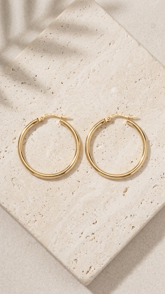 Palma 14ct gold creole earrings