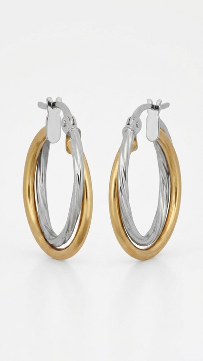 Selena 9k yellow and white gold creole earrings, Luma Jewellery