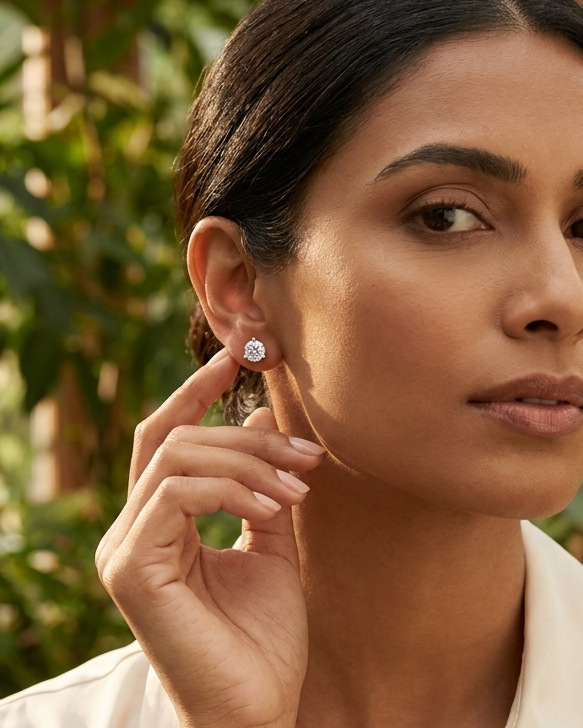 Aveline martini three claw lab grown diamond stud earrings, Luma Jewellery