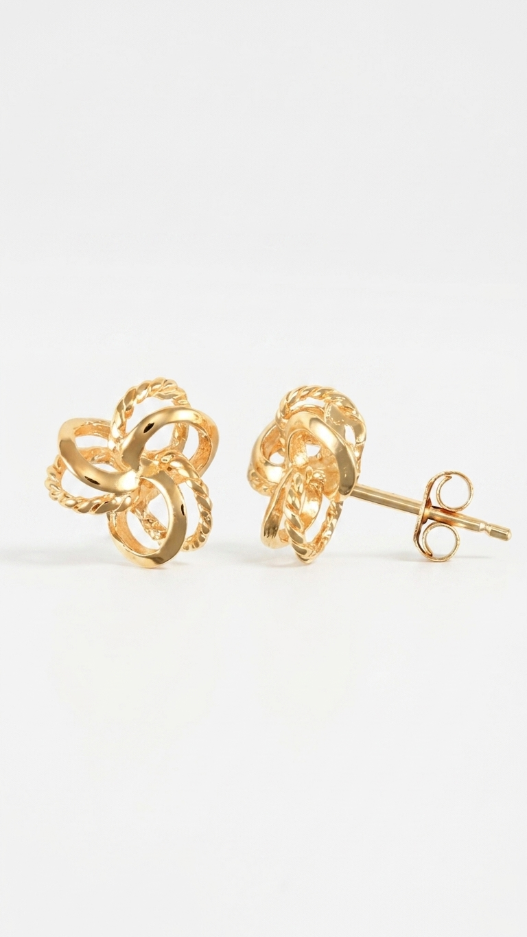 Sanna 9k yellow gold knot stud earrings, Luma Jewellery