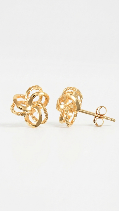 Sanna 9k yellow gold knot stud earrings, Luma Jewellery