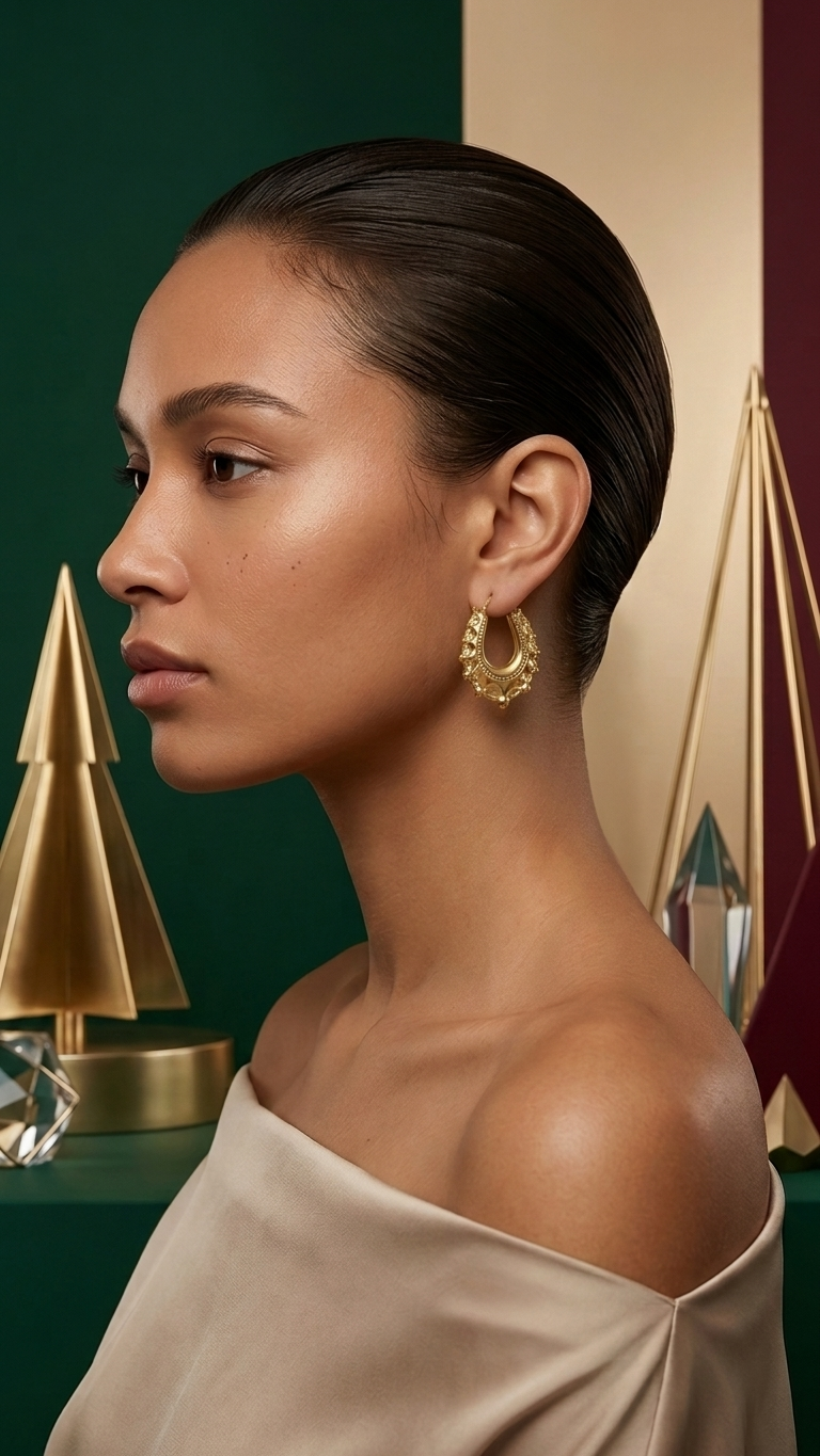 Daphne 9k Gold Creole Earrings
