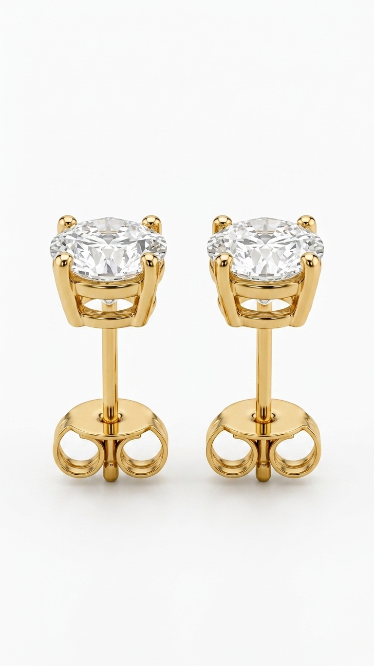 Solenne classic four claw lab grown diamond stud earrings, Luma Jewellery