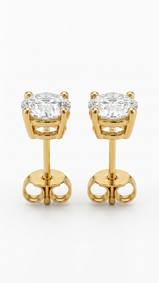Solenne classic four claw lab grown diamond stud earrings, Luma Jewellery