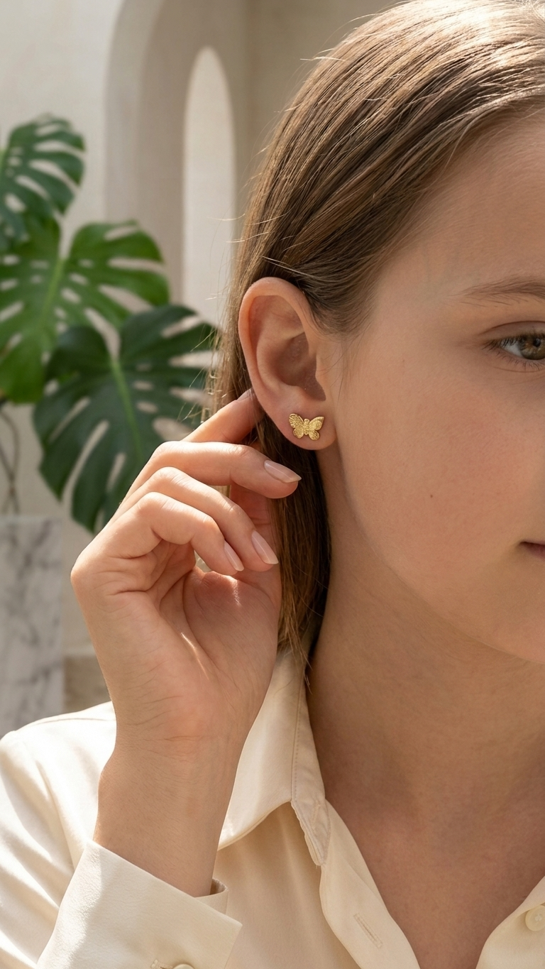 Alba 9k yellow gold stud earrings, Luma Jewellery
