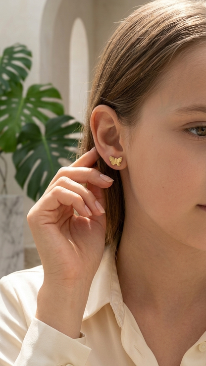 Alba 9k yellow gold stud earrings, Luma Jewellery
