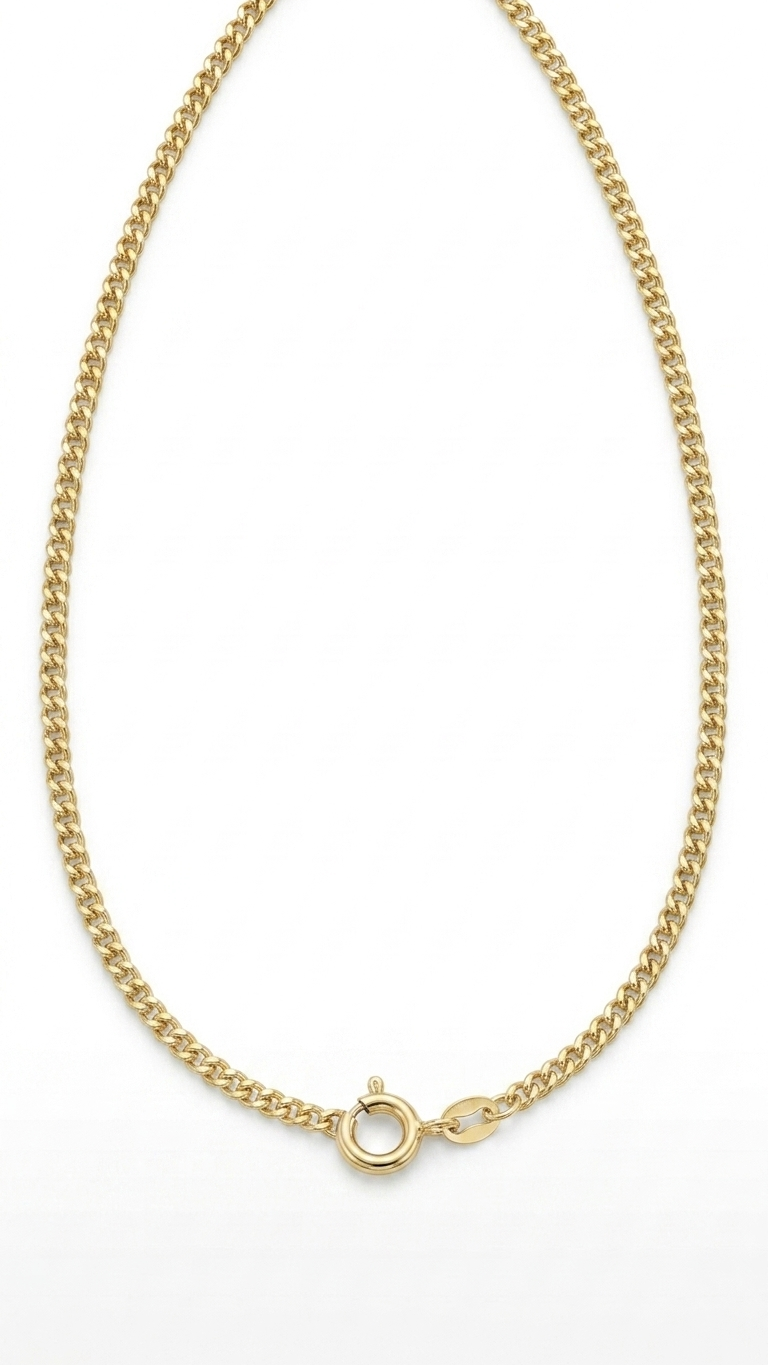 Cherish 18k yellow gold curb chain necklace, Luma Jewellery