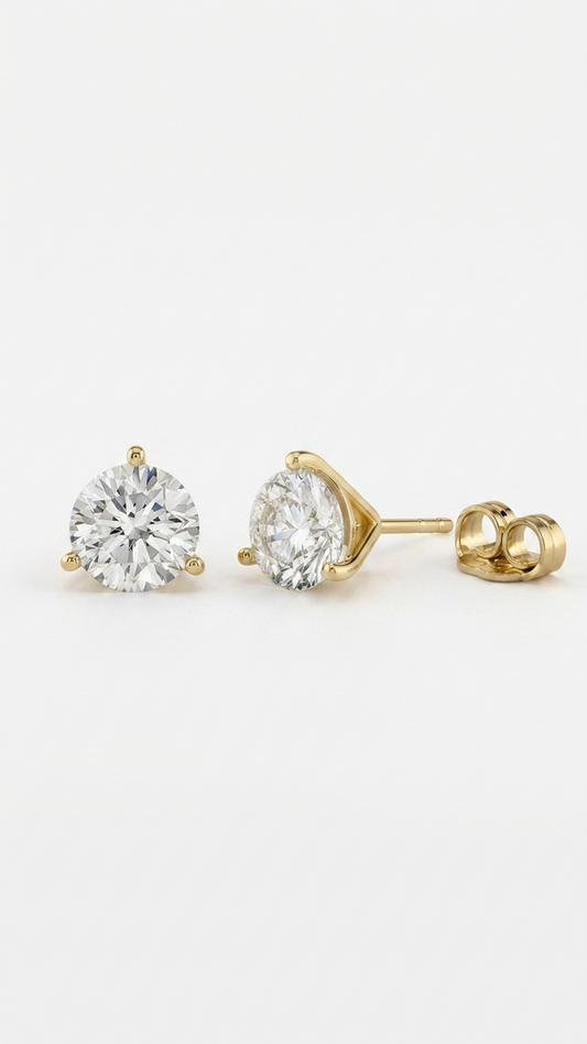 Aveline martini three claw lab grown diamond stud earrings, Luma Jewellery