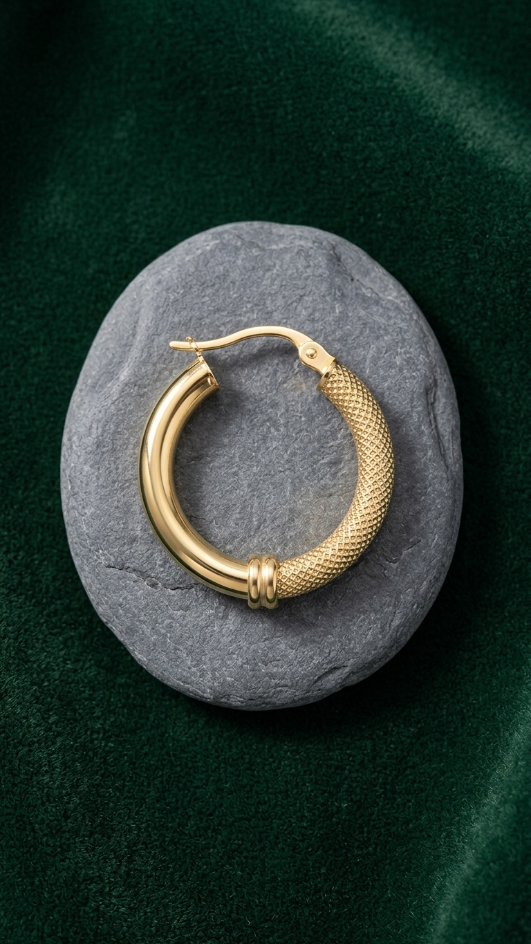 Lilac 9ct gold creole earrings