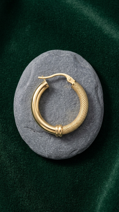 Lilac 9ct gold creole earrings