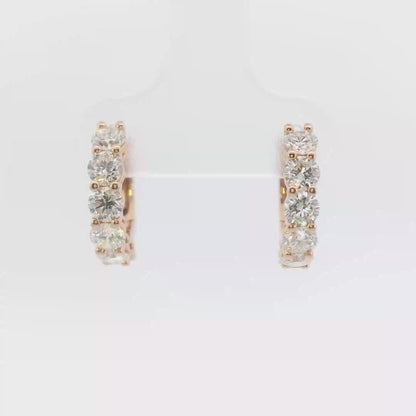 Aude Diamond Hoop Rose Earrings