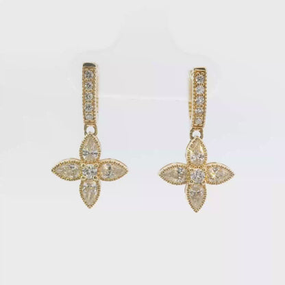 Fiore Gold Flower Diamond Earrings - 1.02ct