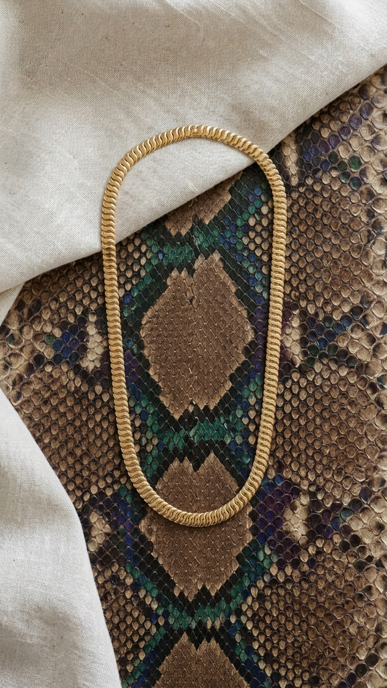 Ribbed omega snake necklace in yellow gold, Luma Jewellery
