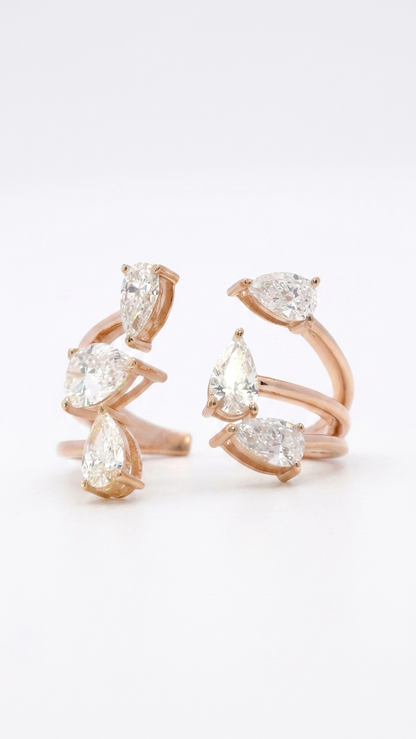 Sapphira pear cut lab grown diamond ring in 14k rose gold, 1.47ct, Luma Jewellery