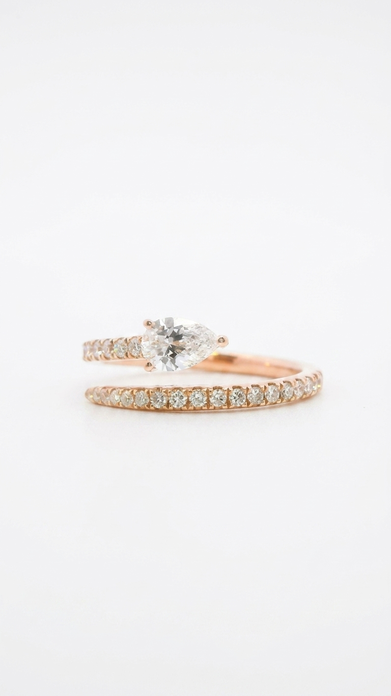 Serica serpent ring in rose gold with lab grown diamond, Luma Jewellery