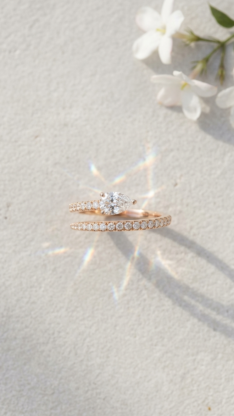 Serica rose gold serpent ring, 0.61ct lab grown diamond, Luma Jewellery