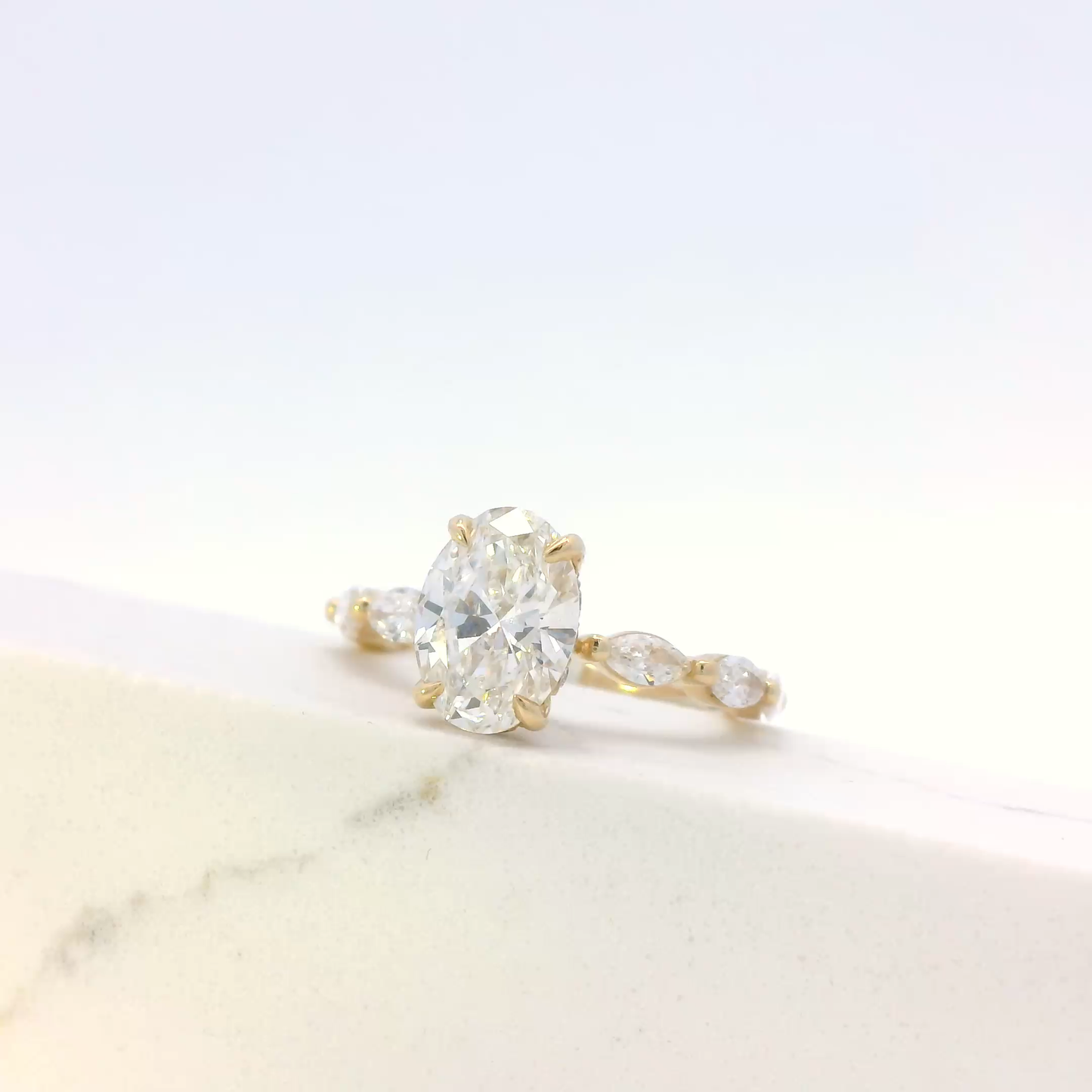 Soraya oval diamond engagement ring, gold, Luma Jewellery