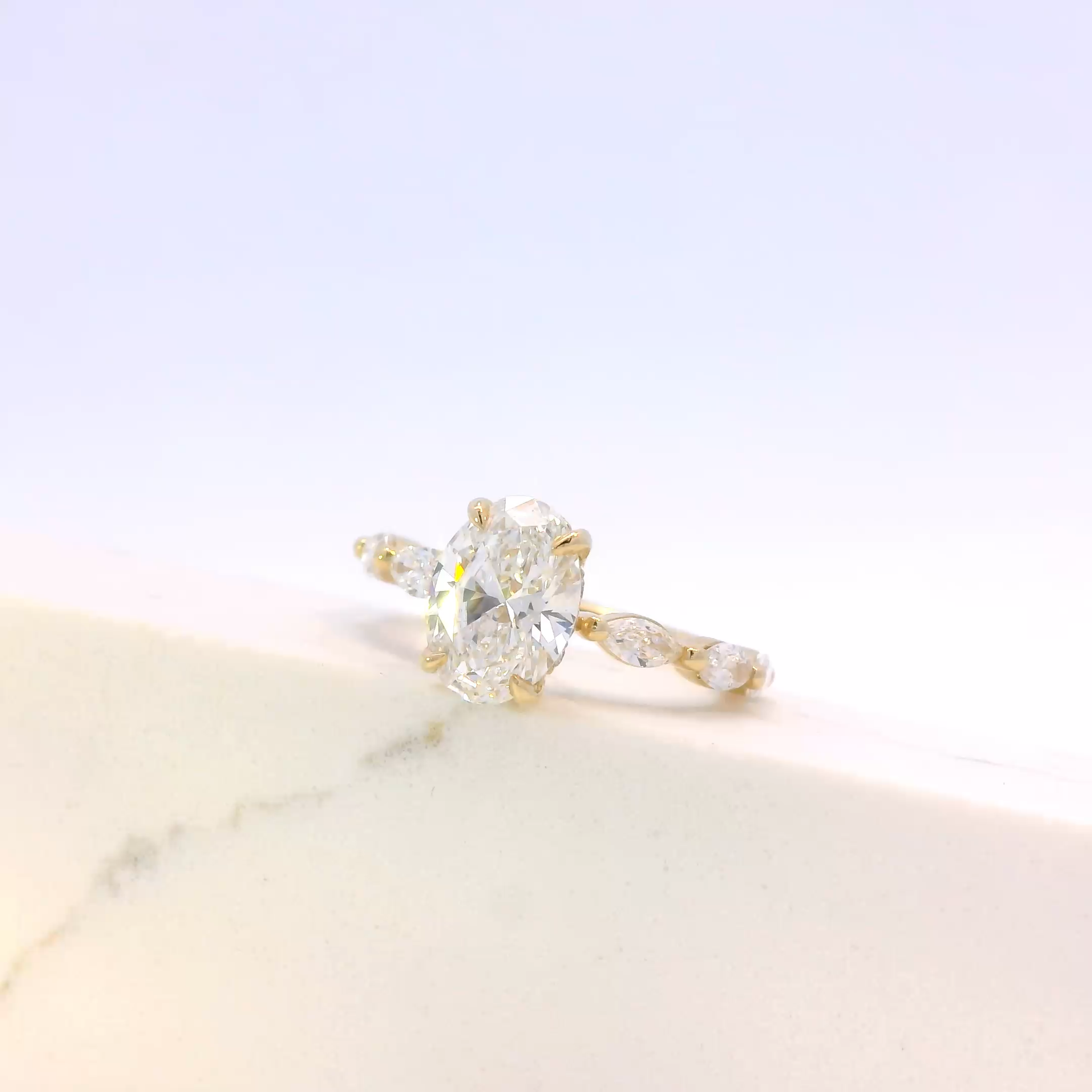 Soraya oval diamond engagement ring detail, Luma Jewellery