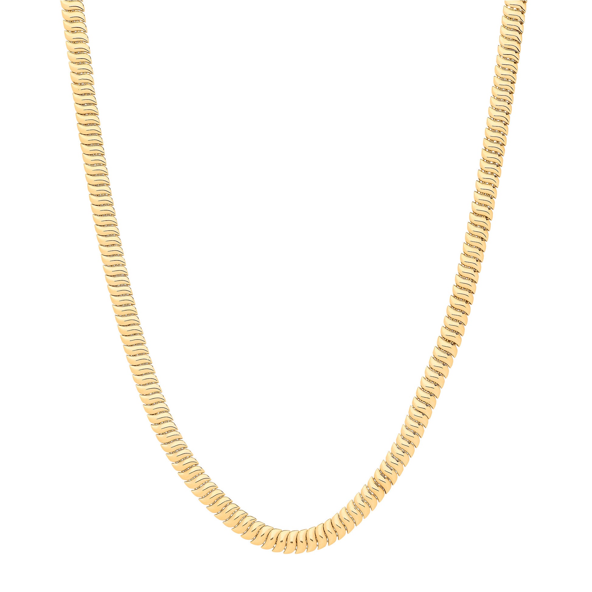 Yellow gold omega snake chain necklace, Luma Jewellery